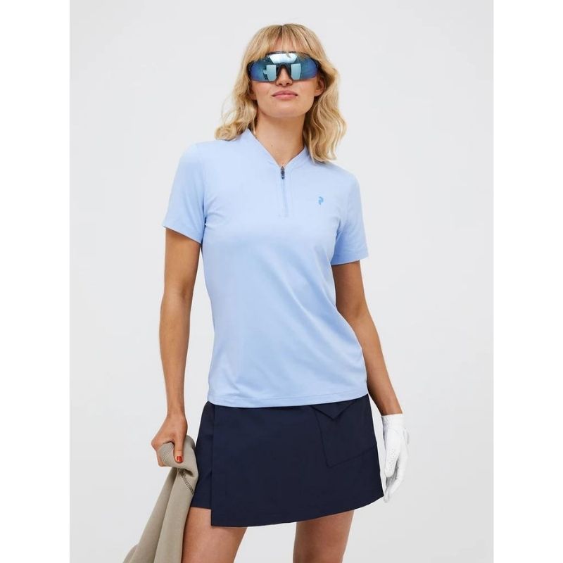 Peak Performance Golf Turf Zip SS Top Amity Blue