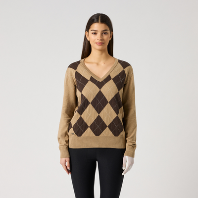 Golftröja Dam Daily Sports Argyle Pullover Beige
