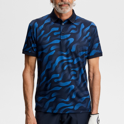 J Lindeberg I Tour Tech Print Golfpiké Herr I Navy