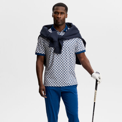J Lindeberg I Tour Tech Print Golfpiké Herr I Estate White