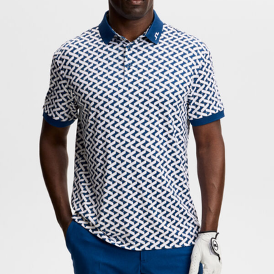 J Lindeberg I Tour Tech Print Golfpiké Herr I Estate White