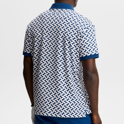 J Lindeberg I Tour Tech Print Golfpiké Herr I Estate White