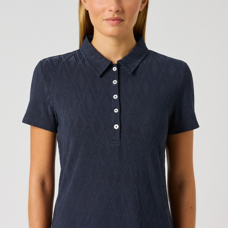 Golfpiké dam Daily Sports Graphic Jacquard Polo Navy
