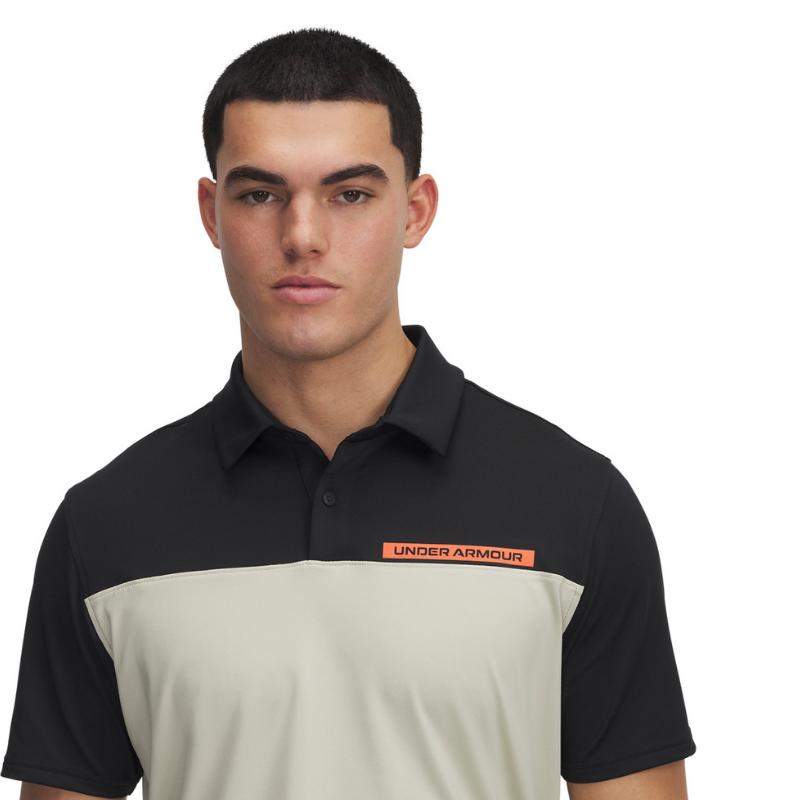 Under Armour Golfpiké herr I Color Block Svart/Sand 47