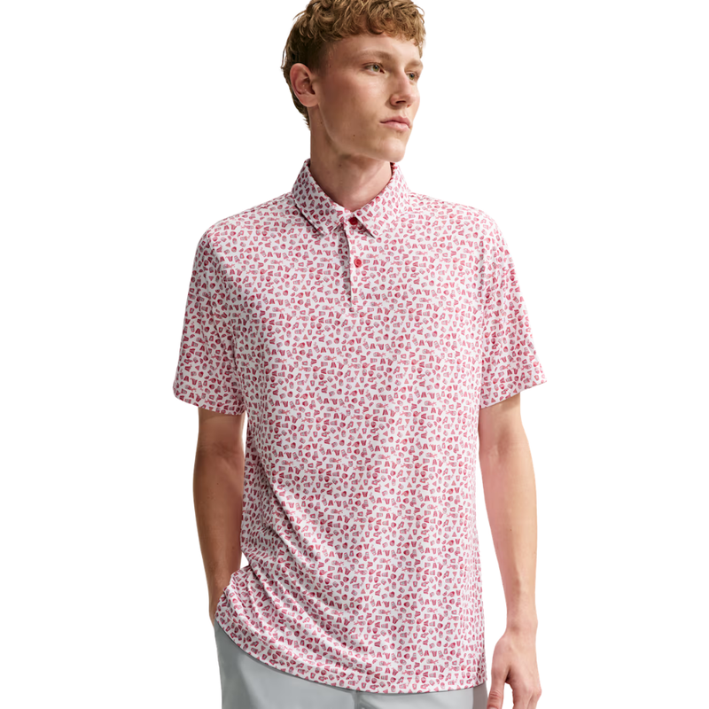 Golfpiké Nike Dri-Fit Velocity Polo Micro Print Gym red