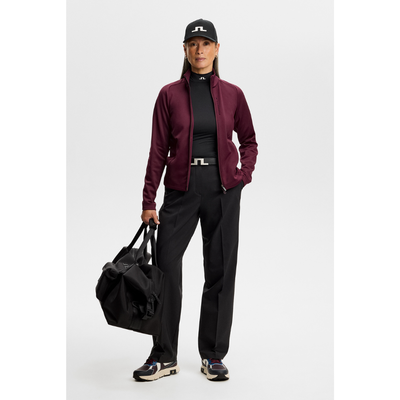 J Lindeberg Golf Selena Full Zip Golftröja Dam Vinröd