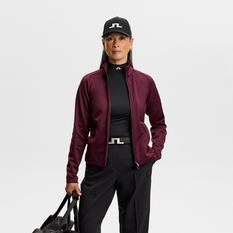 J Lindeberg Golf Selena Full Zip Golftröja Dam Vinröd