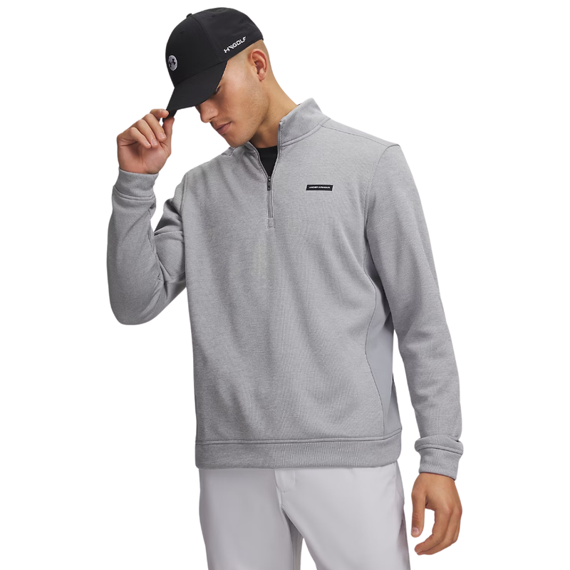 Golftröja Herr Under Armour Fleece Hybrid HZ Grå