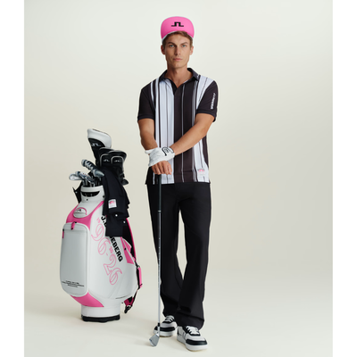 J Lindeberg Golf I 30Y Tour Tech Striped Polo I Svart/vit