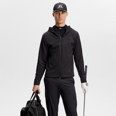 Golf Hoodie J Lindeberg Maclean Full Zip Herr Svart