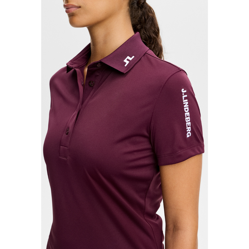 J Lindeberg Golf W Tour Tech TX Jersey Vinröd