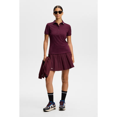J Lindeberg Golf W Tour Tech TX Jersey Vinröd