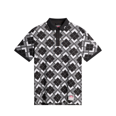 J Lindeberg Golf I Tour Tech Argyle Golfpiké Herr I Svart/vit