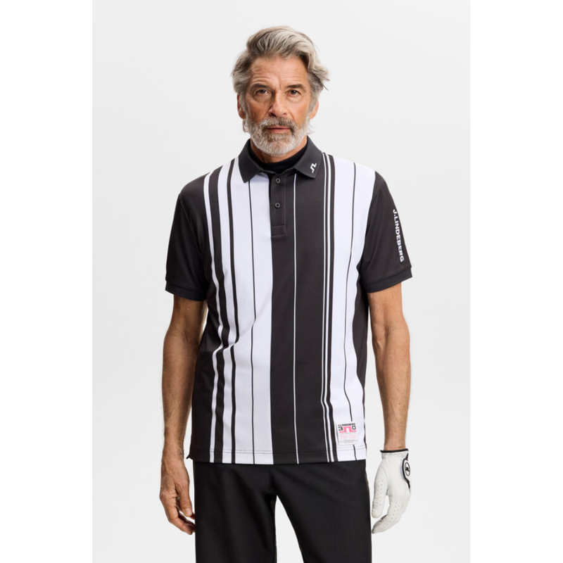 J Lindeberg Golf I 30Y Tour Tech Striped Polo I Svart/vit