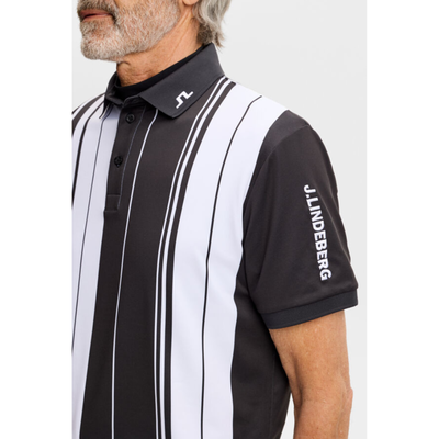J Lindeberg Golf I 30Y Tour Tech Striped Polo I Svart/vit