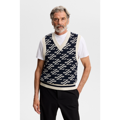 Stickad väst J.Lindeberg Anton Jacquard Knit Vest Navy