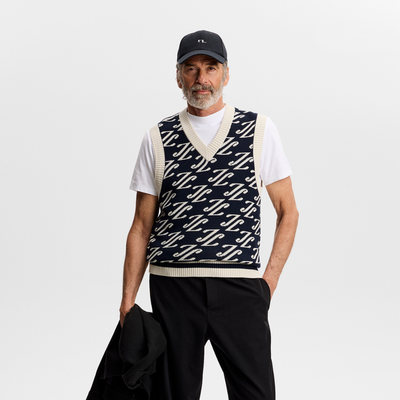 Stickad väst J.Lindeberg Anton Jacquard Knit Vest Navy
