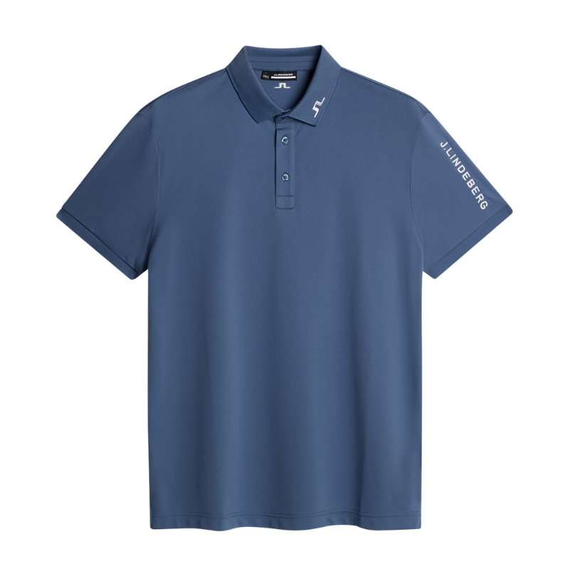 J Lindeberg Golf I Tour Tech Golfpiké Herr I Vintage Indigo