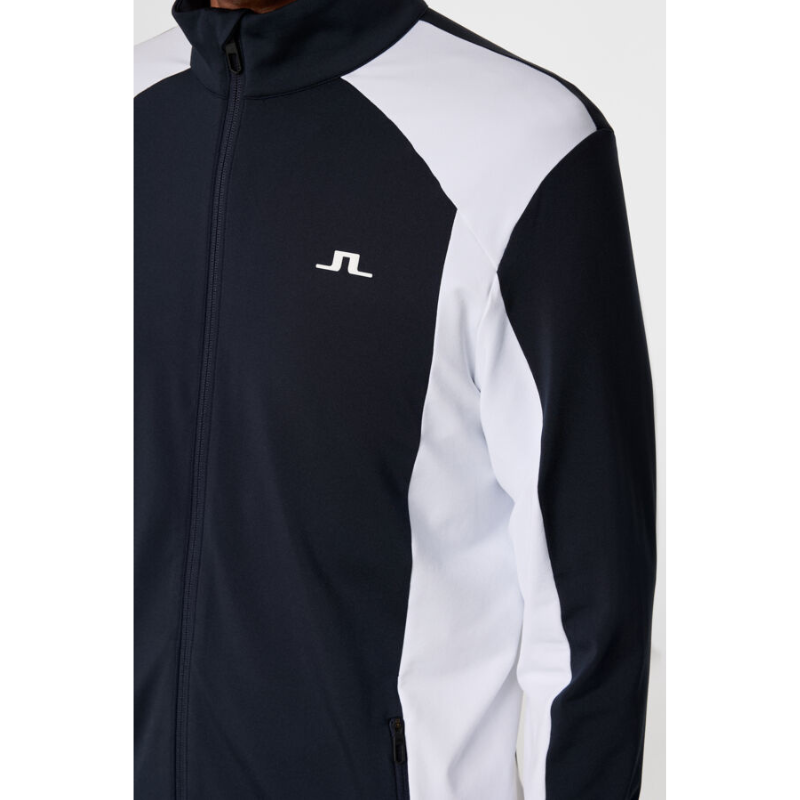 Golftröja Herr J Lindeberg Golf Banks Mid layer Navy/Vit 12