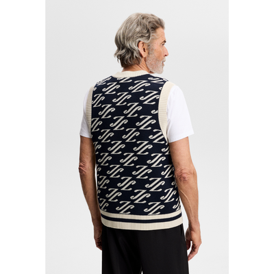 Stickad väst J.Lindeberg Anton Jacquard Knit Vest Navy