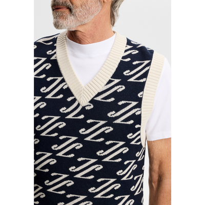 Stickad väst J.Lindeberg Anton Jacquard Knit Vest Navy