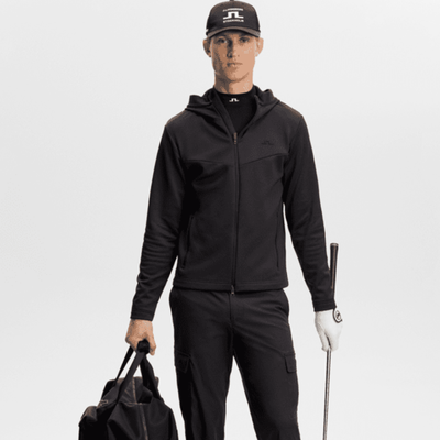 Golf Hoodie J Lindeberg Maclean Full Zip Herr Svart