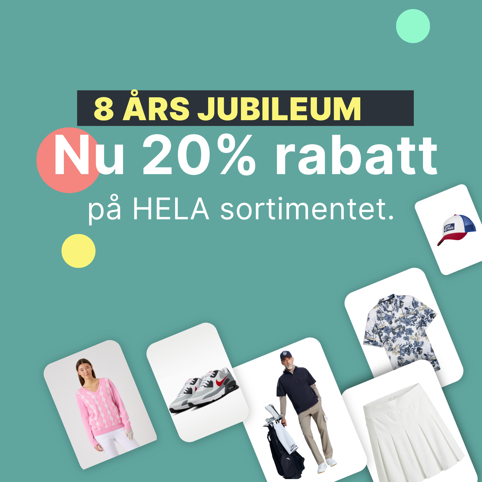 golfkläder och golfskor med 20% rabatt