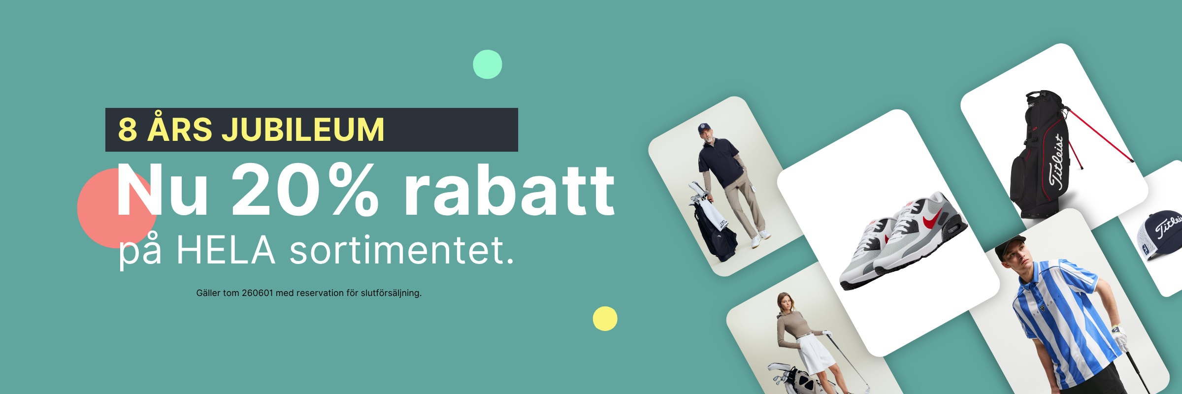 golfkläder och golfskor med 20% rabatt