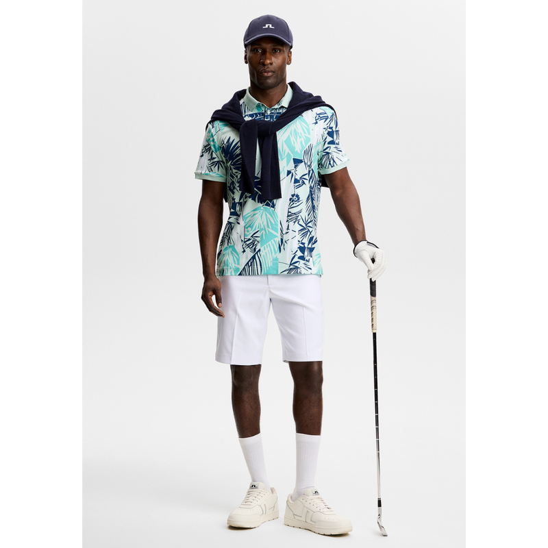 J Lindeberg I Tour Tech Print Golfpiké Herr I Grove Blue