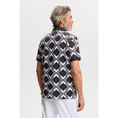 J Lindeberg Golf I Tour Tech Argyle Golfpiké Herr I Svart/vit
