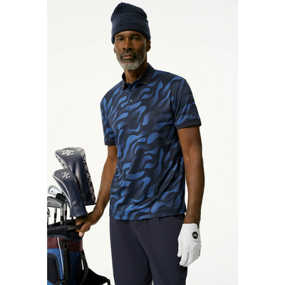 J Lindeberg I Tour Tech Print Golfpiké Herr I Navy