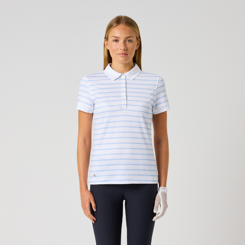 Golfpiké dam Daily Sports Printed SS Polo Vit/ljusblå