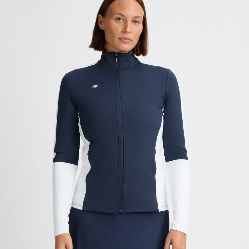 Golftröja Dam Röhnisch Blake Thermal Midlayer Navy/Vit (L)