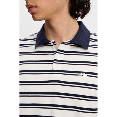 Pikétröja J Lindeberg Trond Stripe Polo Pique Vit/Navy