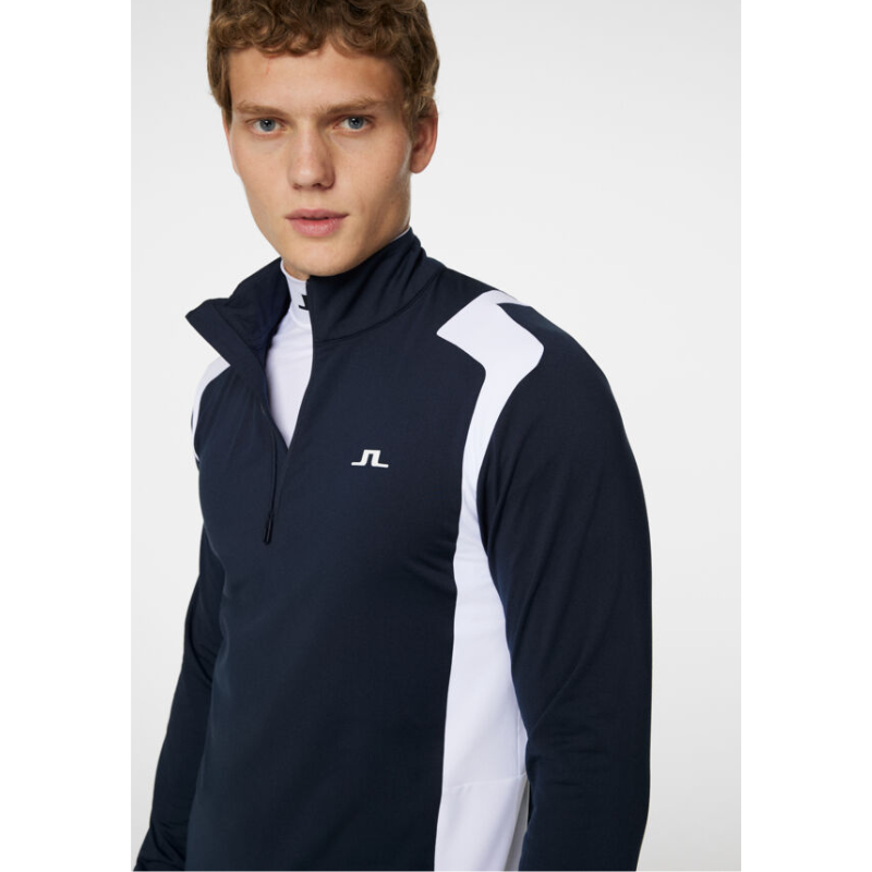 Golftröja Herr J Lindeberg Lukas Quarter Zip Navy 7