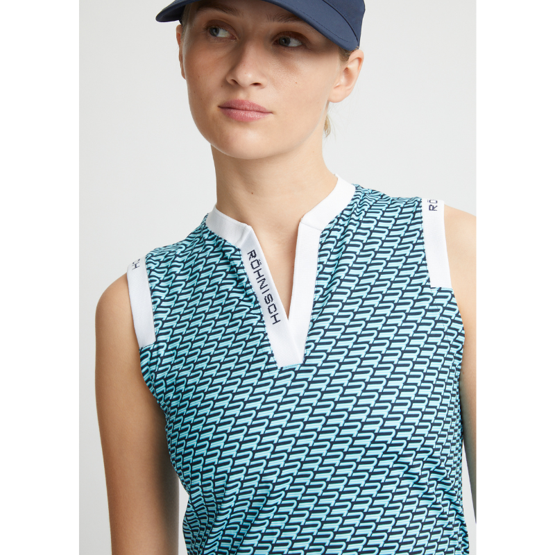 Röhnisch Golf Abby Sleeveless Top Capri Blue Retro Röhnisch Golf Abby Sleeveless Top Capri Blue Retro