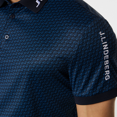 J Lindeberg I Tour Tech Print Golfpiké Herr I Navy