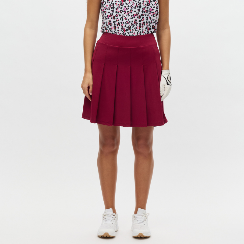 Golfkjol Röhnisch Nicky Pleated Long Skort Beet Red