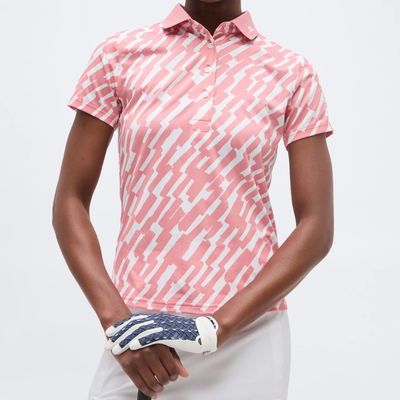 J Lindeberg I W Tour Tech Print Golfpiké Dam I Flamingo