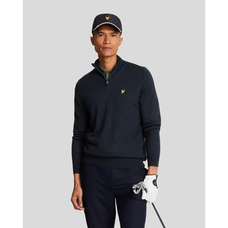 Tröja Lyle & Scott Merinoull Herr 1/4 Zip Navy Tröja Lyle & Scott Merinoull Herr 1/4 Zip Navy