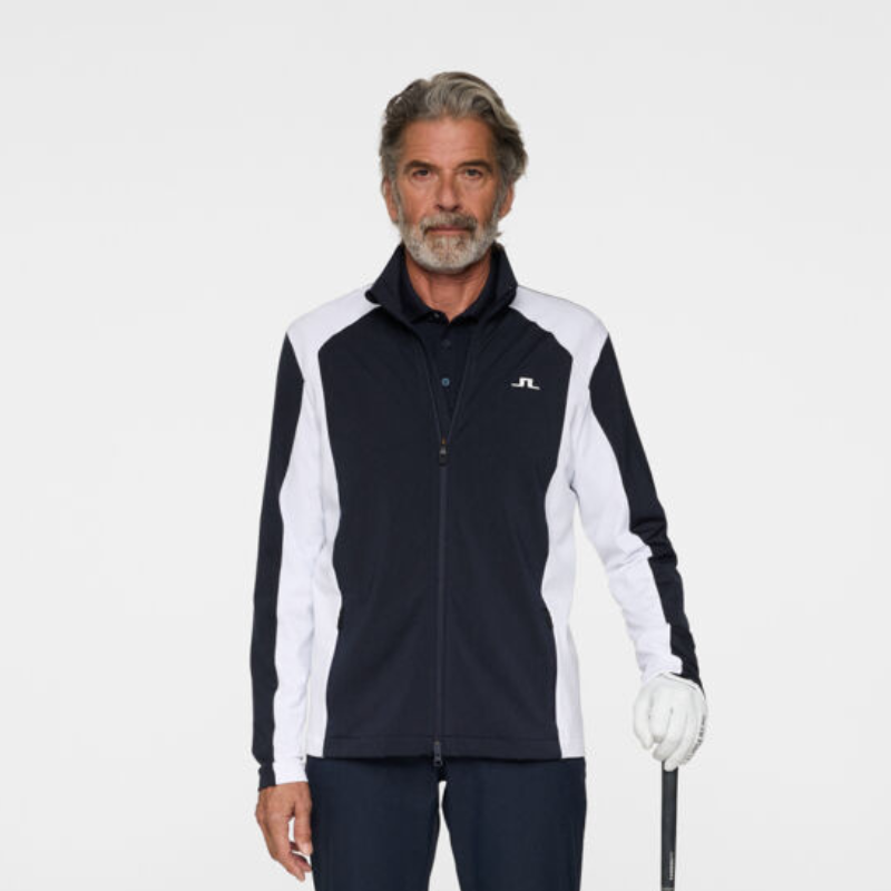 Golftröja Herr J Lindeberg Golf Banks Mid layer Navy/Vit
