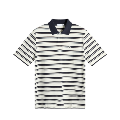 Pikétröja J Lindeberg Trond Stripe Polo Pique Vit/Navy