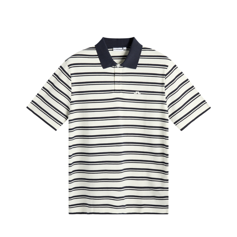 Pikétröja J Lindeberg Trond Stripe Polo Pique Vit/Navy