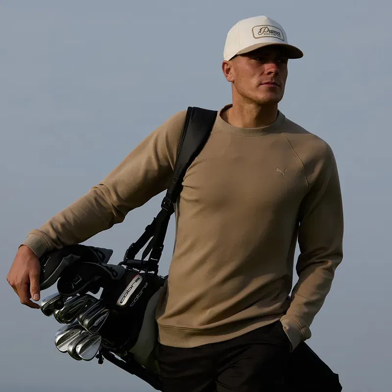 Golftröja Herr Puma CloudSpun Fleece Crew Sand