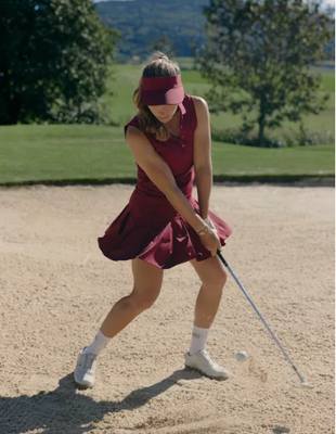 Golfkjol Röhnisch Nicky Pleated Long Skort 48 cm Vinröd