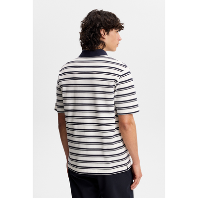 Pikétröja J Lindeberg Trond Stripe Polo Pique Vit/Navy