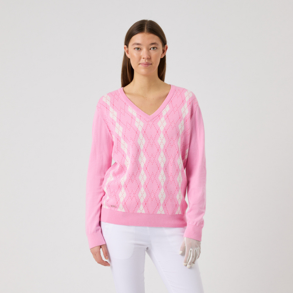 Golftröja Dam Daily Sports Argyle Pullover Rosa (L)