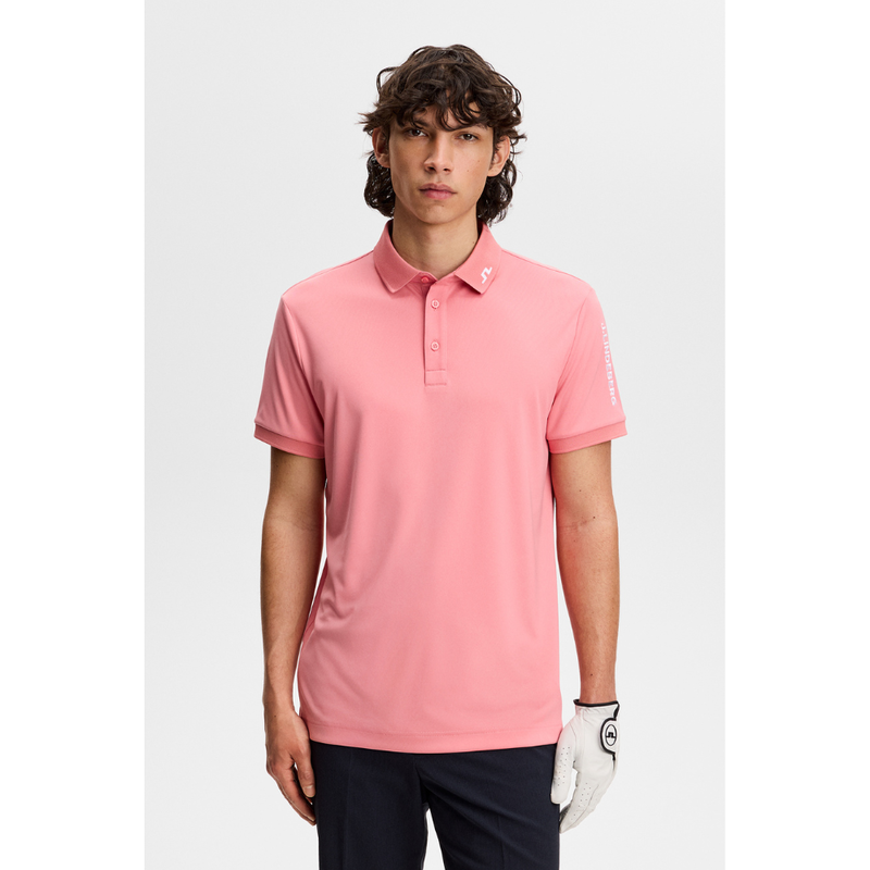 J Lindeberg Golf I Tour Tech Golfpiké Herr I Flamingo Plum