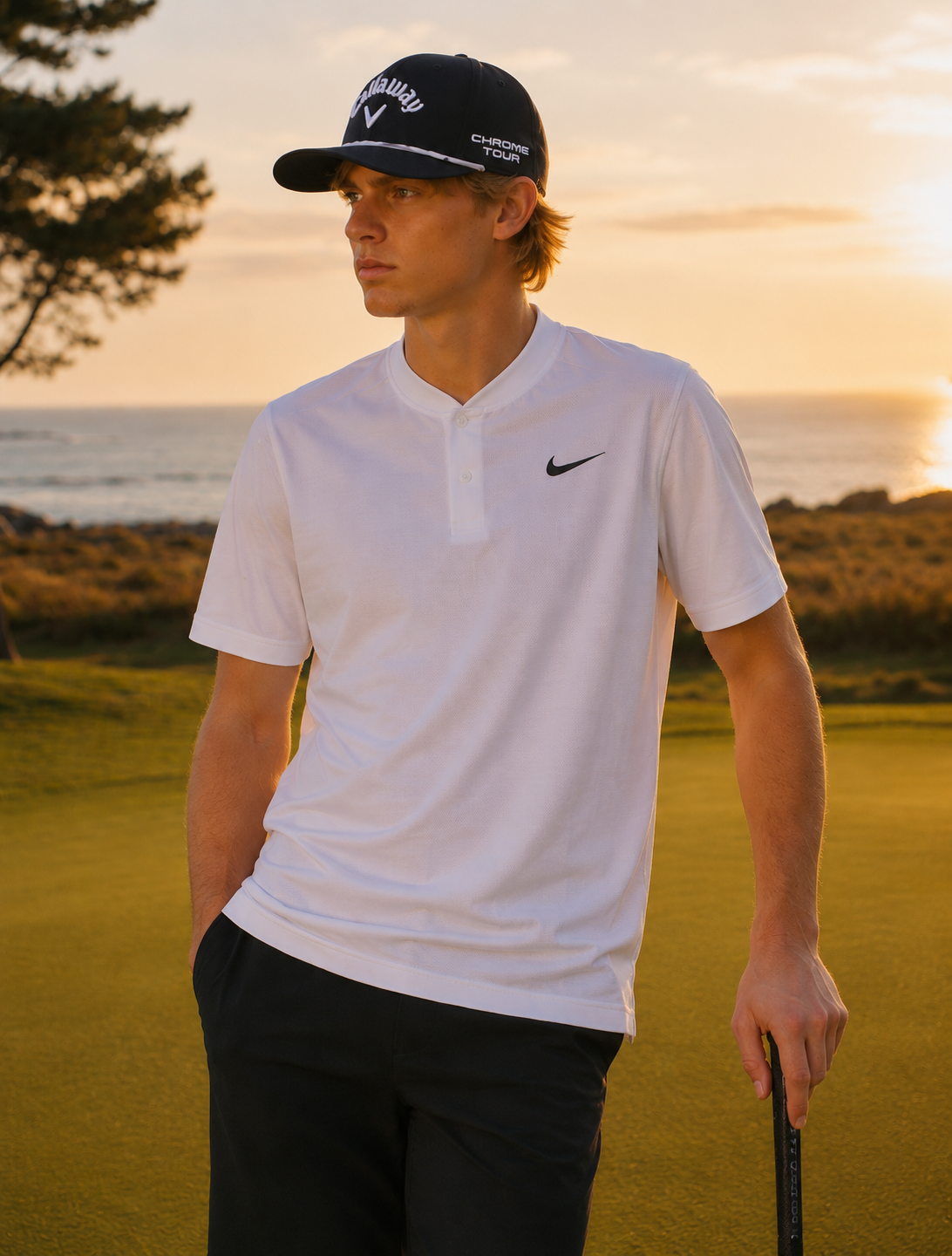 kille i en vit golfpiké från nike