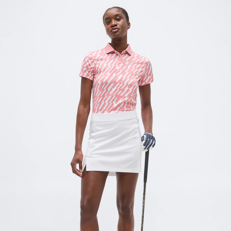J Lindeberg I W Tour Tech Print Golfpiké Dam I Flamingo